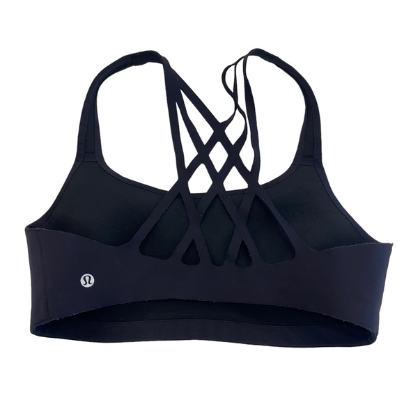 Lululemon Seamless Laser Cut Black Sports Bra 10 B/C Criss Cross Detailing - Picture 3 of 5